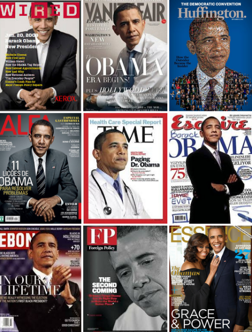 goodnessgabriela: cinexphile: Collection of magazine covers featuring Barack Obama Bottom left tho