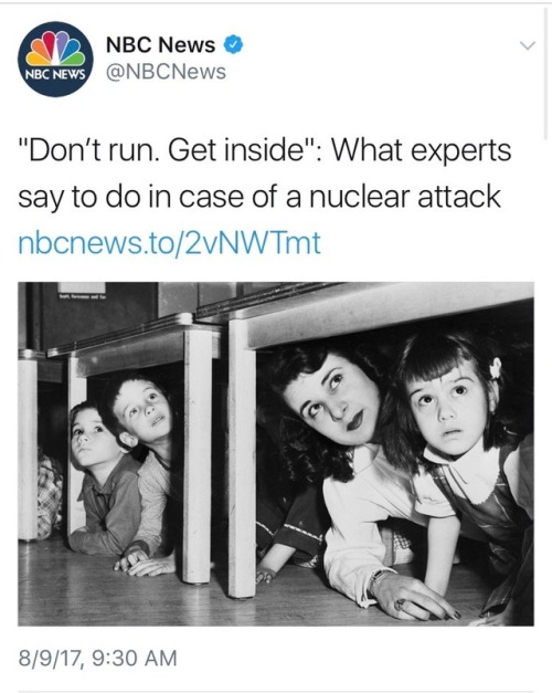 magic-owl:  lime-vodkaaa:   goodshinyhunter:   tripprophet:   weavemama:  ladies and gentlemen we have officially reached the “in case a nuclear attack happens” phase……. [x]  This shit is wild.   There should be an amber alert or something to