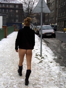 Carelessnaked:  Walking Bottomless On The Public Road And Showing Her Ass And Pussy