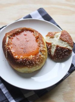 thefoodshow:  Homemade Pretzel Bread Bowls