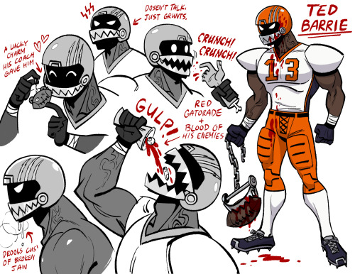 I decided to make some Slasher Frat bros OCs. First runner up is Ted Barrie, a football jock who get