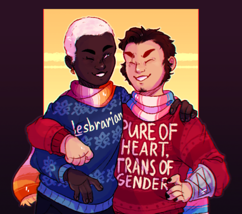 queertazsecretsanta: [ID: a drawing of Magnus and Lucretia from The Adventure Zone. Magnus is an Eas