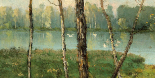 spoutziki-art: Antonín Chittussi, Lake in Ermenonville, 1882 Impressionist brushstrokes. Clin