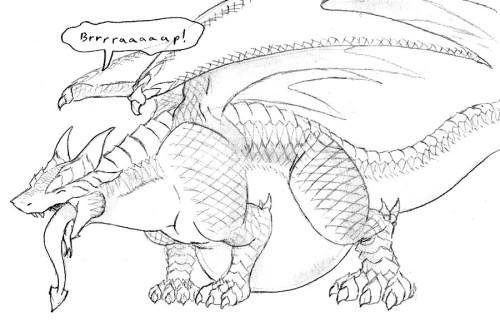 vorarephile:  Proud Belch - by Kouei  This is one of my favourites! <3<3 Dragons eating dragons is epic. It’s basically like monster trucks jumping over other monster trucks.