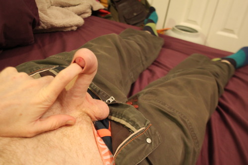 uncutfunshow: Unwrapping my present and playing with it. :-) Follow ME and MY cock at www.tu