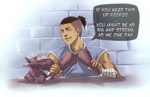 literallysokka: patronussouldream: Sokka and his Moose Lion. THIS IS WONDERFUL