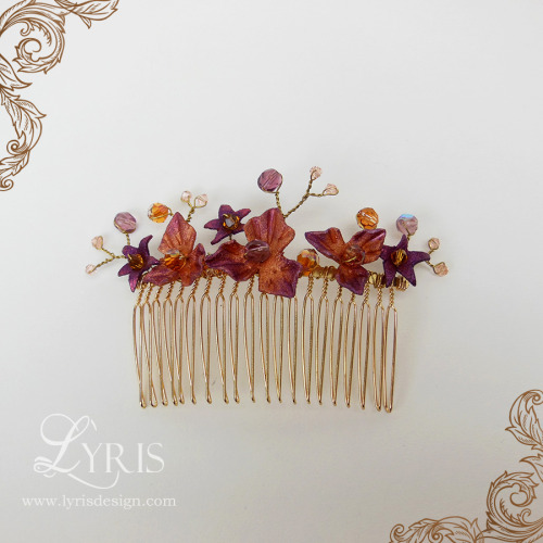  Each flower on this beautiful hair comb has been lovingly hand sculpted and painted, then adorned w