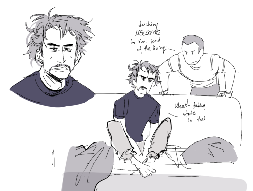 rondoel: I was doodling some poses and halfway it turned into Michael taking care of wasted Trevor s