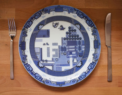 cooking-with-satan:  thefrontierwaseverywhere:  Baby. Let’s get out the good china.   I remember these, they’re plates made by Olly Moss, I believe each one was 贄. 