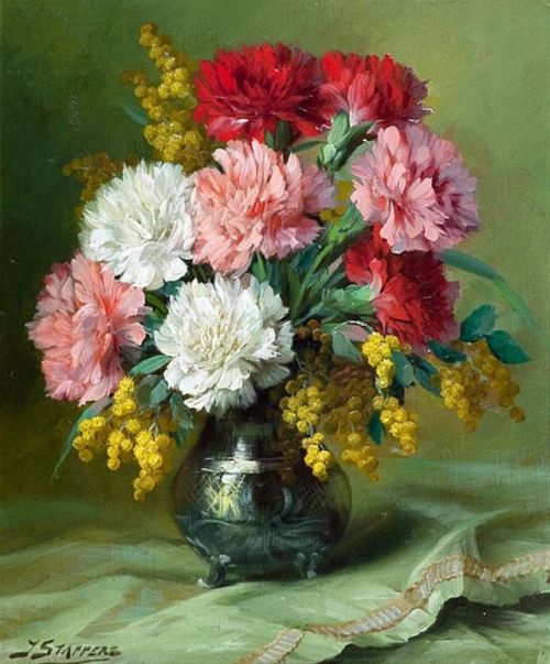 Julien Stappers (1875–1960)Still life of flowers in a vase