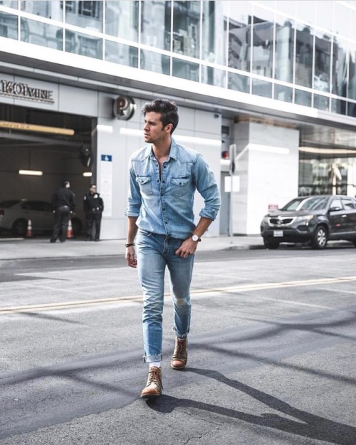 dappermenblog:Denim on denim @parkeryorksmith #DAPPERMEN