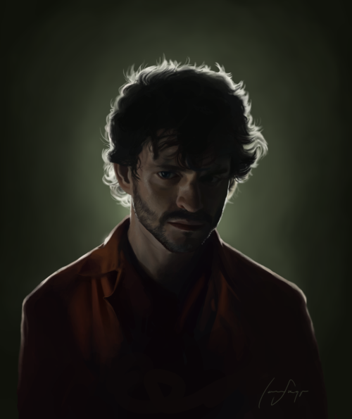 nbchannibal:thetuxedos:Painting of Will Graham. This was supposed to be a commission, but I was so f