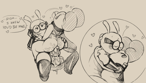 daftpatriot: Some doodles of Poindexter and Moth, inspired by a funny moment in the game.