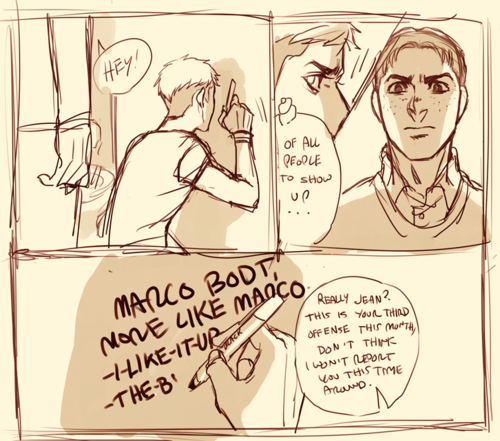 happyds:   I made this half AU comic thing where Jean is some loser punk and Marco