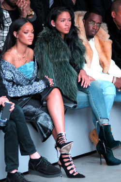 rihannanavyhn:  Rihanna, Cassie Ventura, and Diddy at Kanye West X Adidas Fashion Show.