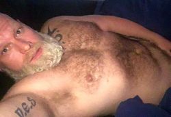 jdchard:  Going to miss Sunday morning sleep in the next couple months! #sleepin #beardhomo #stockybearss #bearweek365 #musclebear #oso #sundays #hairychest #hairyman #bed #cuddlesneeded