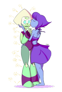 jacquelynkelly:  Headcanon: Peridot sparks when Lapis kisses her. Sometimes she even shorts out  (◕‿◕✿) Please don’t remove my caption! Thank you!    &lt; |D’‘‘‘