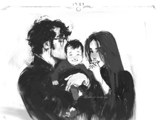 blvnk-art:The Potter Family, 1981.[instagram @potterbyblvnk]Inspired by the movie’s photographs.