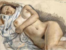 nude-body: Zinaida Serebriakova, Sleeping