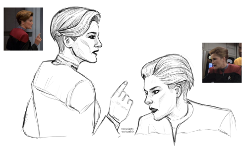 vesselarts: some quick sketches of janeway with an undercut click for higher quality, reblog don’t r