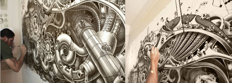 opticallyaddicted:  Samuel Gomez Draws a 90-Square-Foot MasterpieceBorn in Santo