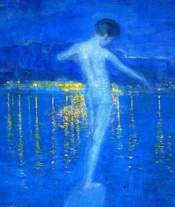 earlybright:  Frederick Gladstone, Gray Boys Bathing in the Mississippi River-1914 (detail)