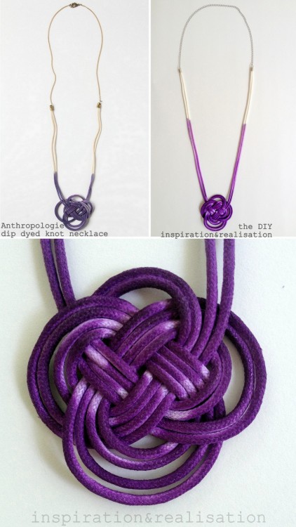 DIY Knockoff Anthropologie Dip Dyed Knot Necklace Tutorial from inspiration &amp; realisation here. 