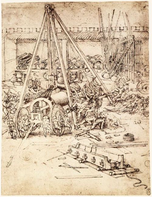 Sketch of a Cannon Foundry by Leonardo da Vinci, 1487