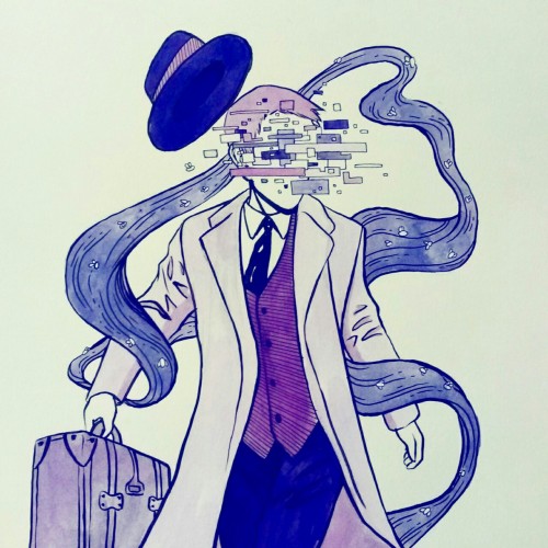 carvasoul-art:  Day 9 Inktober: The Man in the Tan Jacket. Ok, so I gave him a lilac coat, but it’s ok I’m an artist. Also you won’t remember who he is after seeing this so it’s fine. 