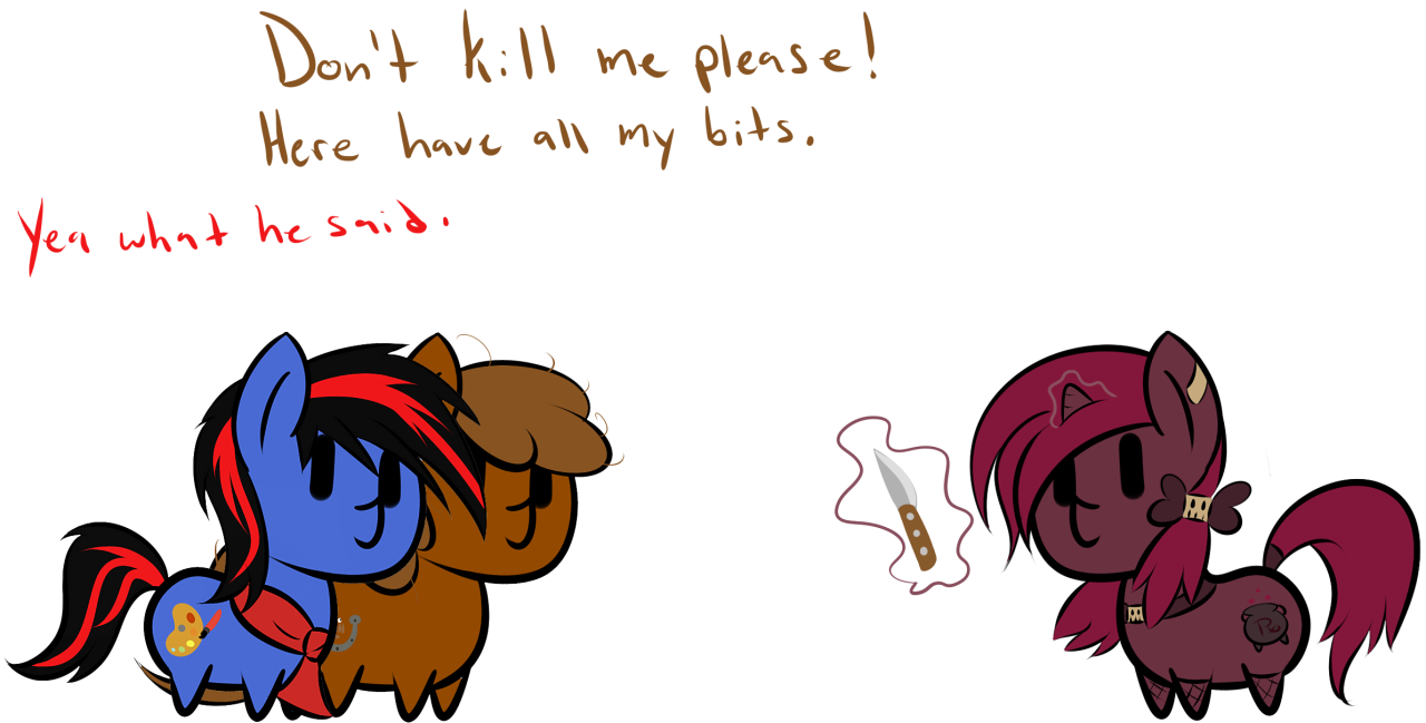 bleedshark:  Featuring: Cauldron The red scarf pony Brotrot  Oh god, I&rsquo;m