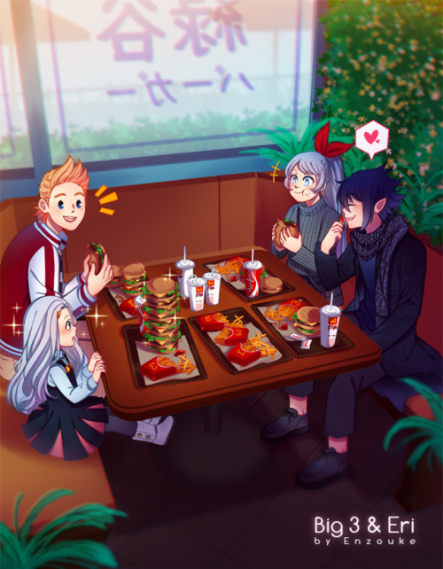 enzouke - The Big 3 and their daughter having a nice meal u w u...