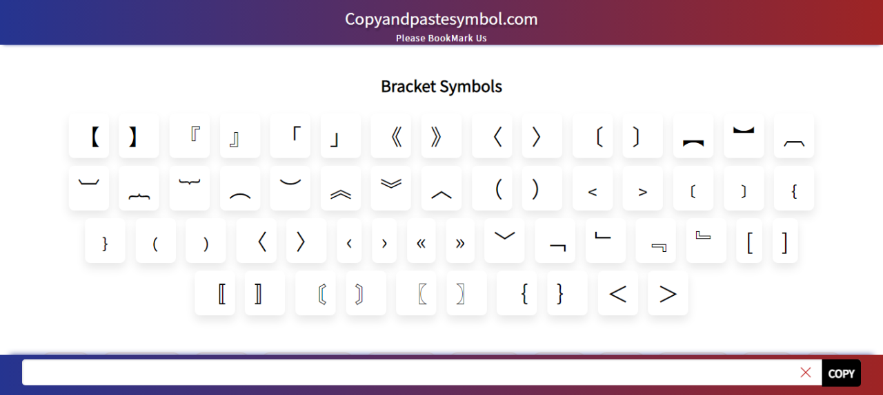 Get Bracket Symbol Copy And Paste