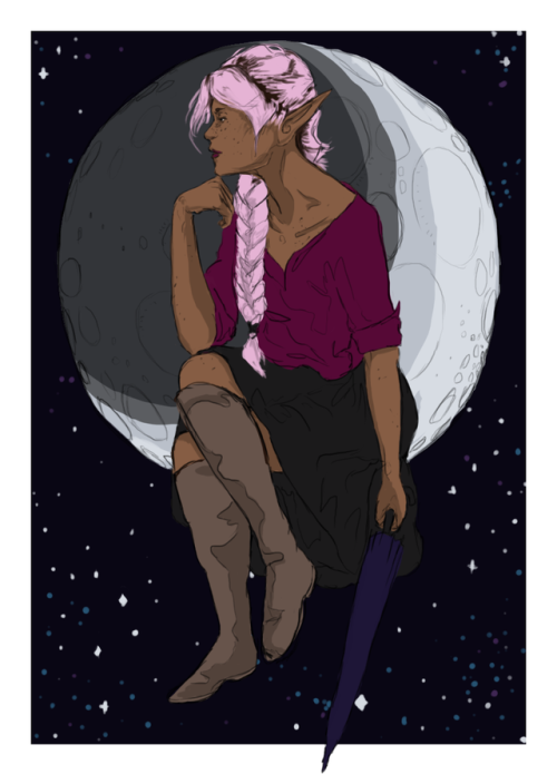 keplercryptids: inkentropy:taako tuesday [image description: a drawing of Taako sitting with one leg