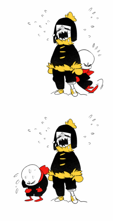 blackggggum:  Little brother.I was headcanoning that even Papyrus is the order brother here，sans still have to take care of him cuz he is being a cry baby XDDDfellswap/Swapfell(red) bros