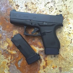 gunfanatics:  My @GlockInc 43 W/ Heinie Night Sights &amp; @Taran_Tactical_Innovations +2 Base Pads.  I love the feel of the base pad over the stock pinky grip. @Taran_Tactical_Innovations base pads is a must!!! +1 &amp; +2 available.