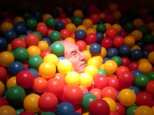 Patrick Stewart in a ball pit. Why? Because PATRICK STEWART IN A GODDAM BALL PIT.