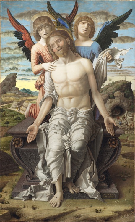 alaspoorwallace:Andrea Mantegna (Italian, about 1431-1506), Christ as the Suffering Redeemer, ca. 1495-1500. Tempera on wood panel, 78 x 48 cm. Statens Museum for Kunst, Copenhagen