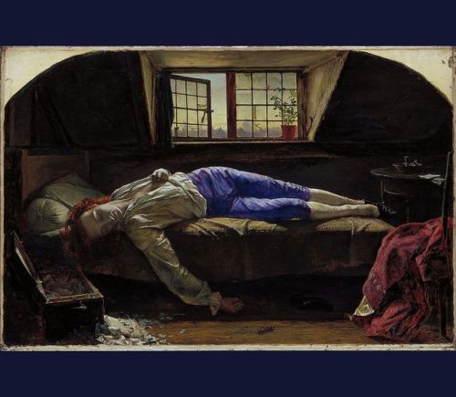 The Death of Chatterton (1856) by Henry Wallis (1830-1916). Thomas Chatterton was an English poet wh