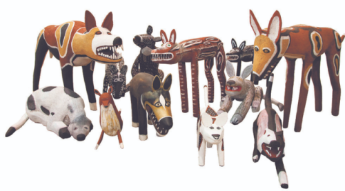 newguineatribalart - Aboriginal sculptures of camp Dogs