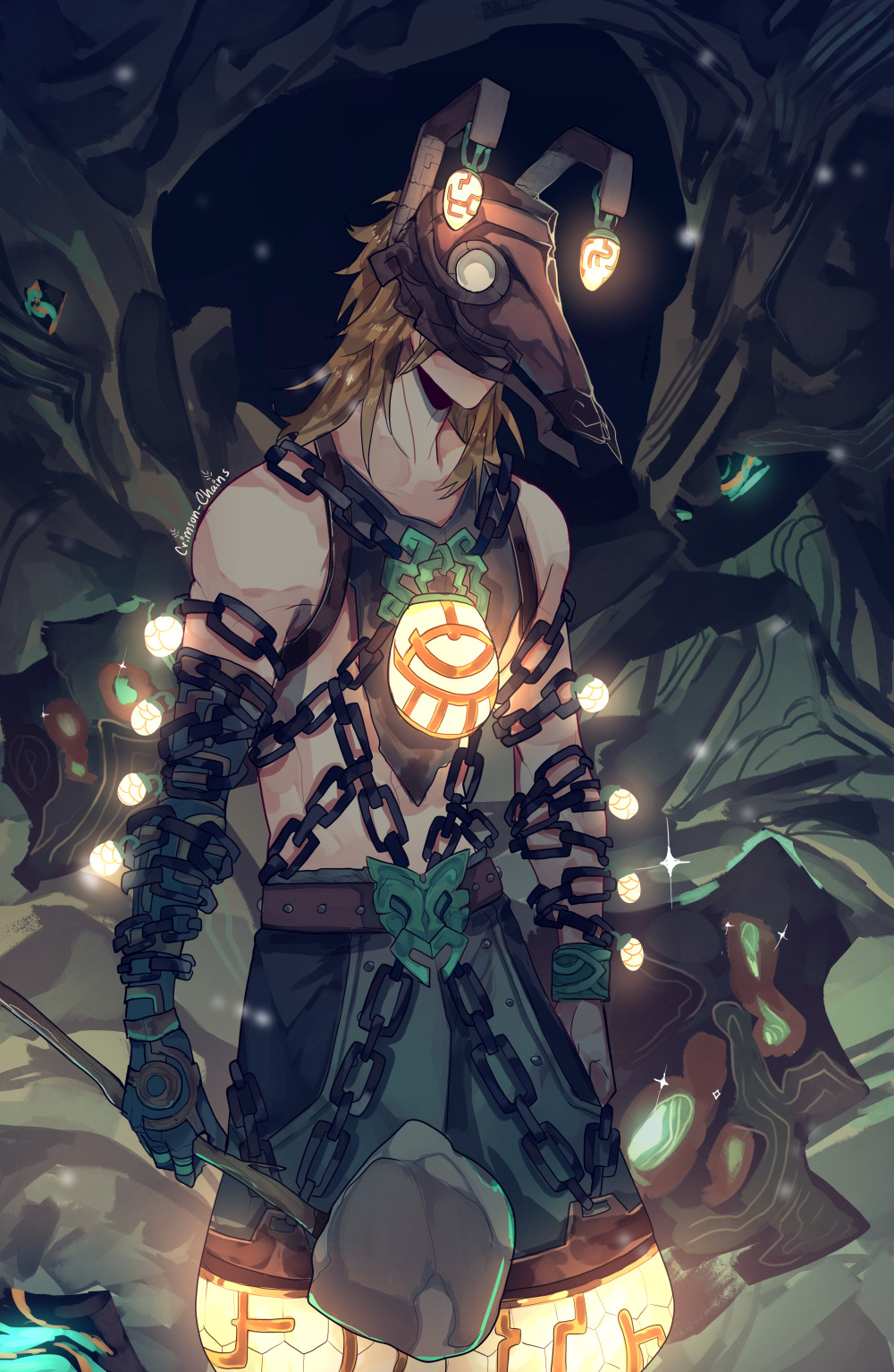 Chainsaw Man encontra Link em Zelda: Tears of the Kingdom Crossover Fan Art