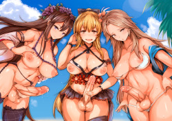 otakusexart:  Hot cocks on a beach of lewdness. 