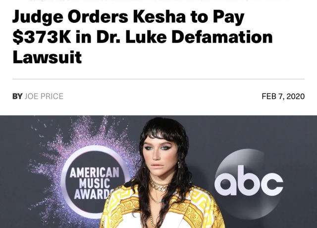 Judge Orders Kesha to Pat $373k in Dr. Luke Defamation Lawsuit