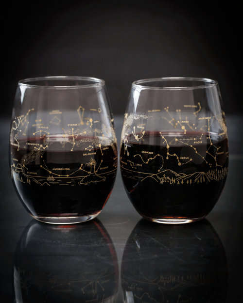 cognitive-surplus:  Summer & Winter Star Chart - Astronomy Wine Glasses by Cognitive Surplus https://cognitive-surplus.com/collections/glassware/products/winter-summer-night-sky-astronomy-stemless-glass-pair 