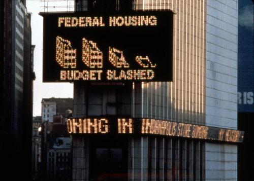 tentencall2:Martha Rosler / Housing Is a Human Right / Time Square Spectacolor animation