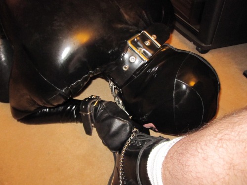 encasedrubbergimp:  This is exactly where gimp belongs.  Encased in rubber, locked in chastity, bound and used as its Master sees fit.  When not in use gimp is bound and locked away in storage.