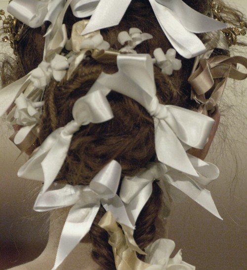 bebemoon:lily cole’s be-ribboned locks @ christian lacroix couture spring 2oo6 .