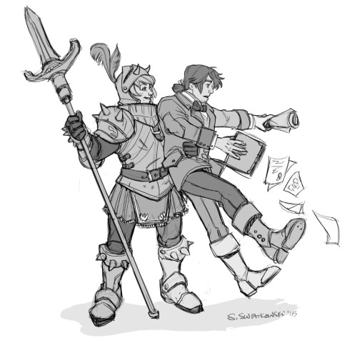 In honor of Suikoden III getting added to PSN &hellip; a sketch of Thomas and Cecile a few years