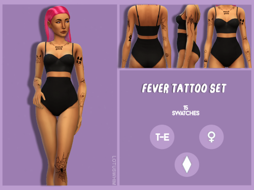 FEVER TATTOO SETbase game compatiblefemale1 swatch with the full set and 15 individual swatches to m