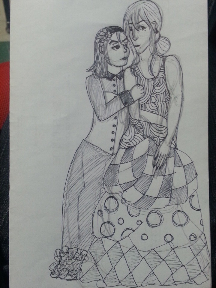 I haven’t drawn in awhile, so I figured I’d sketch the girls while I was administering
