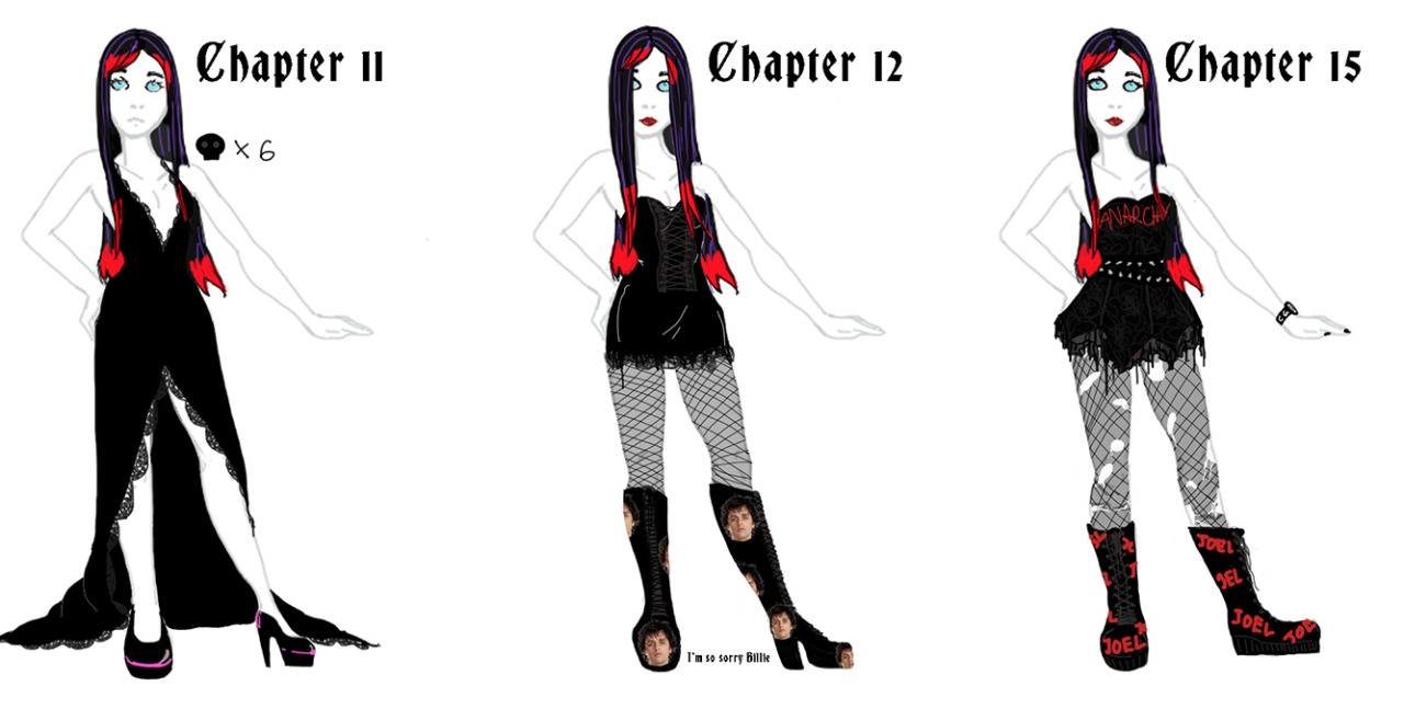 pfaubrot:  sylviawrathx:  juliettechaterine:  All the outfits of Ebony Dark’ness